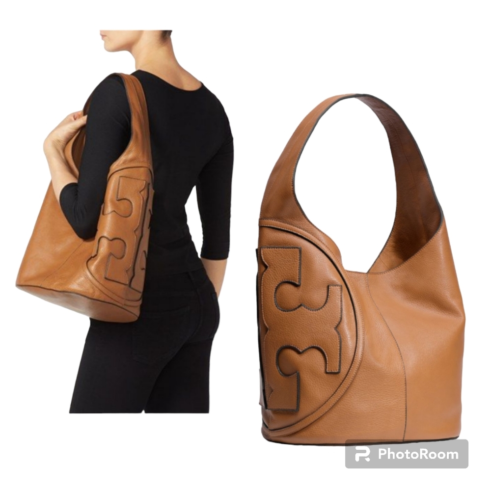 Tory Burch Tan Leather Hobo Bag with Signature Logo - Picture 12 of 14